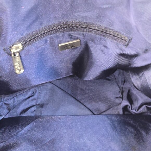 THE SAK NAVY CROCHETED DOUBLE STRAP BUCKET SHOULDER BAG PURSE EUC - Picture 8 of 10